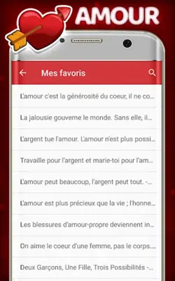 Les meilleures SMS d'amour android App screenshot 0